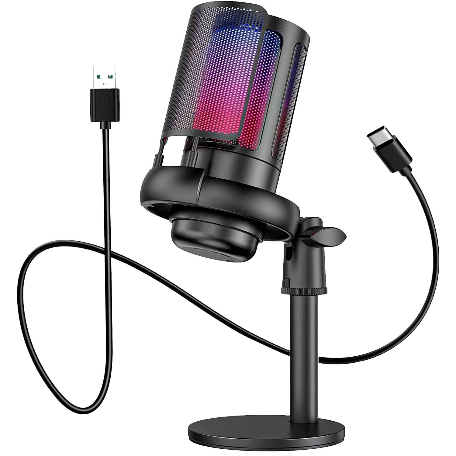 Microfone RGB Condensador Com Conector De Monitoramento De Fone De